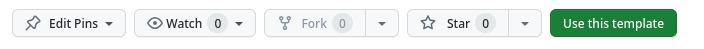 A screenshot of the action bar from Github, showing the use this template button next to the other options