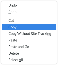 Copy context menu